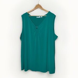 Susan Graver Sleeveless Teal V-Neck Tunic Top Woman's Size 3X